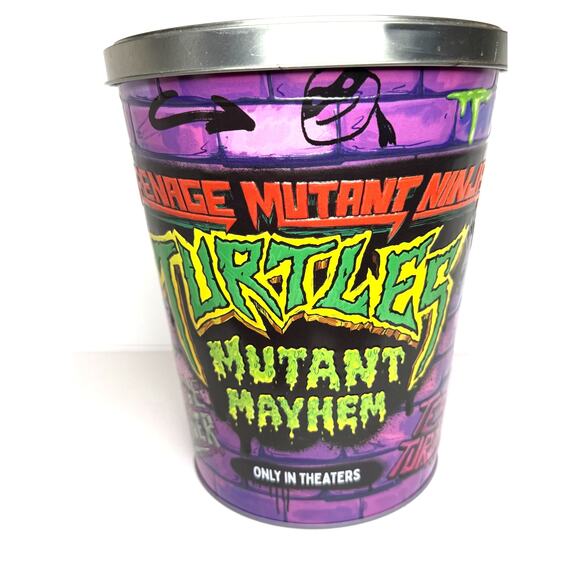 2023 Teenage Mutant Ninja Turtles Mutant Mayhem Movie Popcorn Tin Bucket Lid - Picture 1 of 9